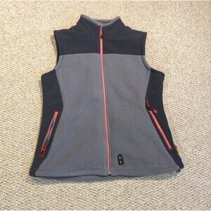 Cabelas Gerbing Heated Fleece Vest Womens L Gray Full Zip Outdoor Layer Winter